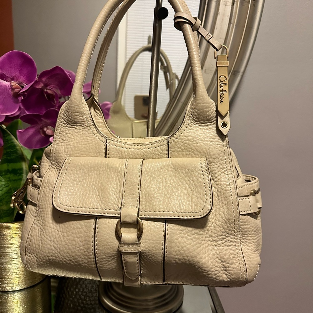 Cole Haan Cream Shoulder Bag with Buckle